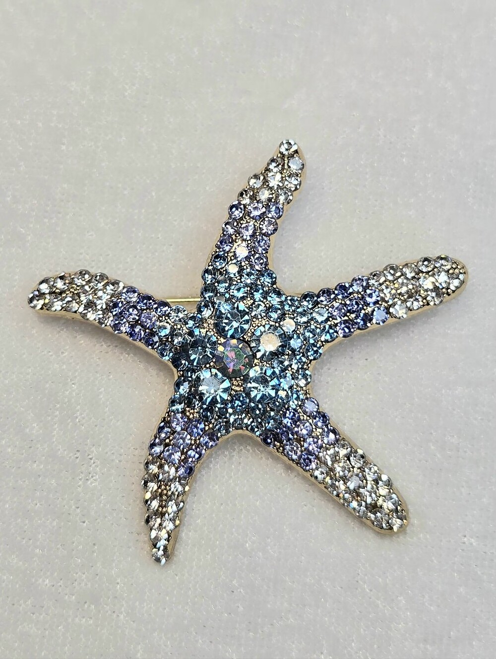 New Ombre Pave-set Rhinestone Starfish Brooch / Pin